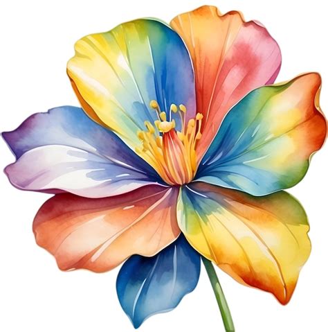 Premium PSD | Watercolor painting of a cute rainbow flower