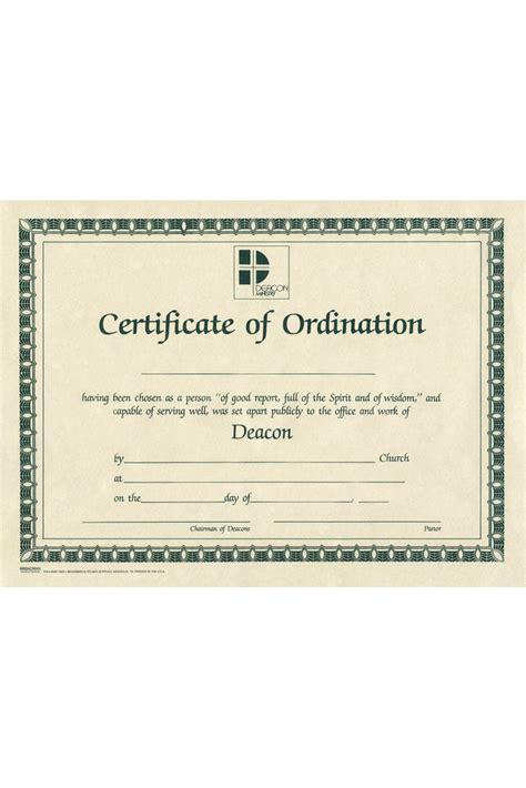 Ordination for Deacon Certificate - MA 01548 – Michigan Church Supply