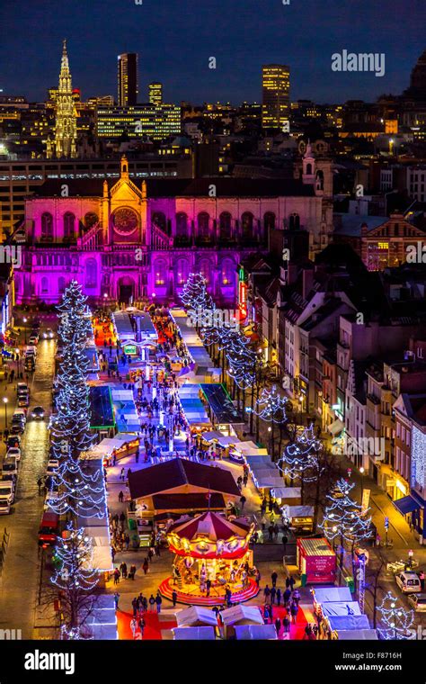 Christmas in Brussels, Belgium, Christmas market on the Fish-Market ...