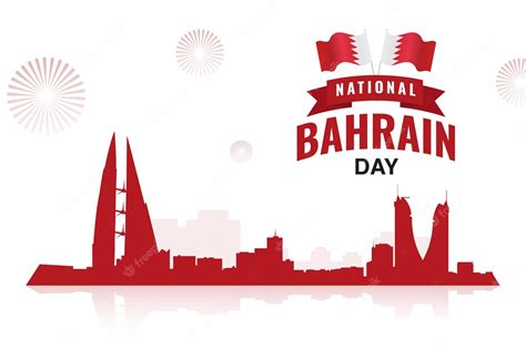 Premium Vector | Bahrain national day, bahrain flag and fireworks ...