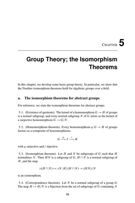 Group Theory; the Isomorphism Theorems (Chapter 5) - Algebraic Groups