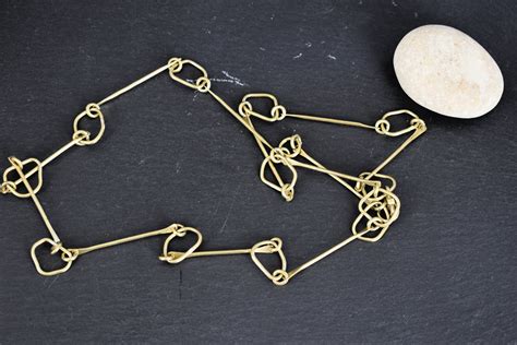 Long Chain Necklace in Brass. - Etsy