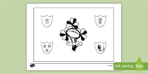 Irish Rugby Flag Colouring Worksheet (teacher made) - Twinkl