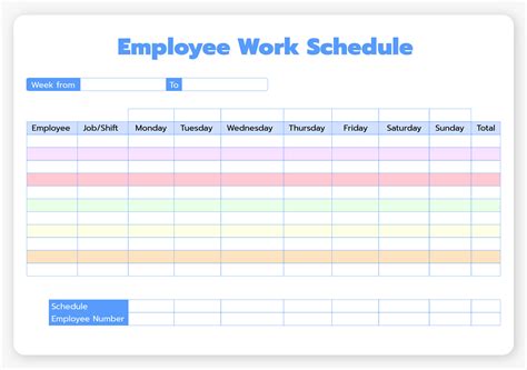 Printable Employee Work Schedule Template - Free Templates Printable