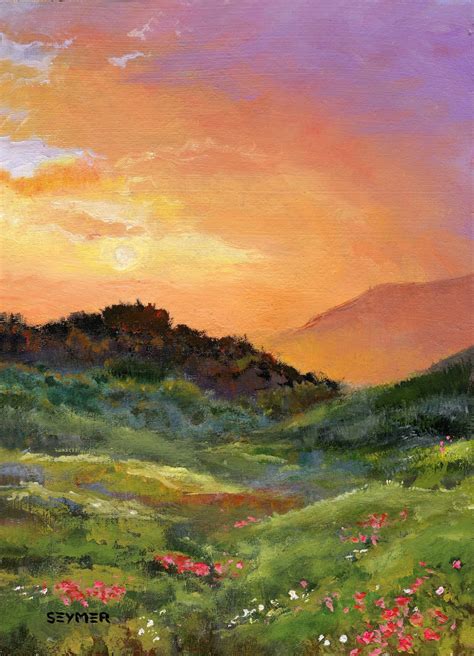 Sunset Landscape Oil Painting Original, Framed Country Landscape Art ...