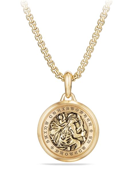 Men's 26.5mm 18K Gold St. Christopher Amulet | David yurman gold ...