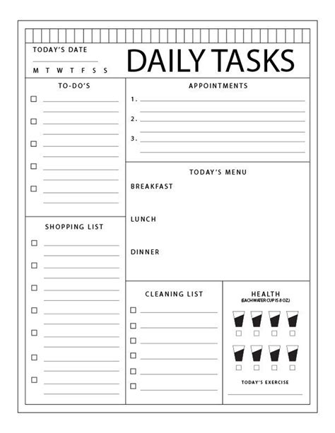 Daily Tasks Printable, Planner Insert, ARC System, Binder Inserts ...