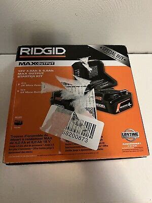 Ridgid 18V 6.0 Ah & 4.0 Ah MAX Output Li-Ion Batteries & Charger Kit ...