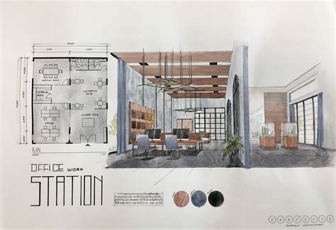 Sketch design | office | สถาปัตยกรรมภายใน, การออกแบบภายใน, บ้านในฝัน