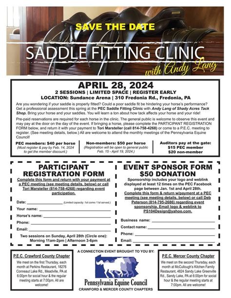 PEC Connections Committee - Saddle Fitting Clinic, Sundance Arena ...