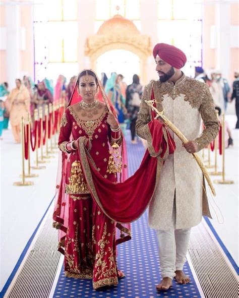 Elegant traditional Bride and Groom complete Punjabi wedding wear ...