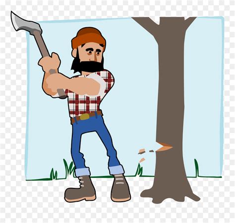 Lumberjack Axe Wood Free Commercial Clipart - Man Cutting Tree Clipart ...