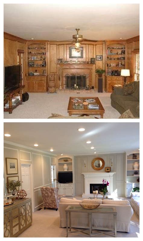 Living Room Before and After. Paneling painted, updated. | Paneling ...