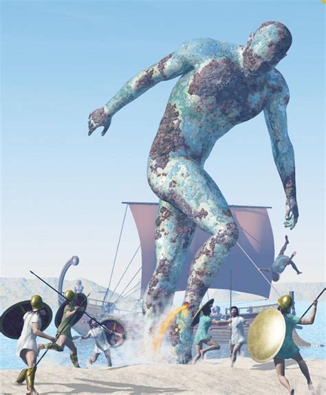 Talos- Greek Myth: a giant man made out of bronze. he was created by ...