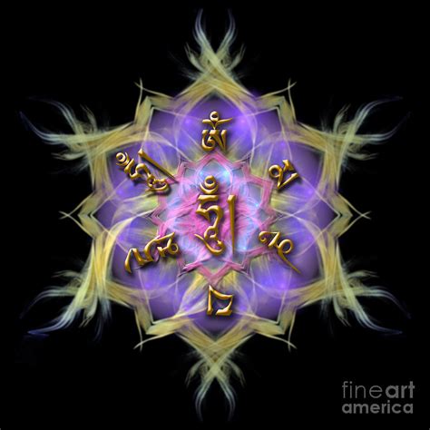 OM MANI PADME HUM with symbols Digital Art by Alexa Szlavics