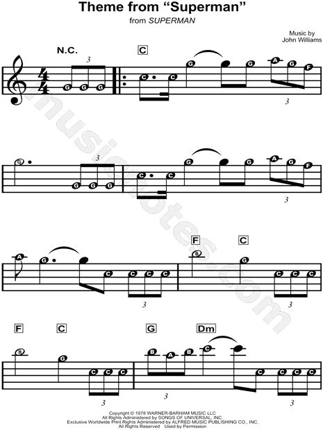 "Theme from Superman" from 'Superman' Sheet Music for Beginners in C ...