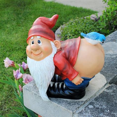 Design Toscano 12 in. H Loonie Moonie Bare Buttocks Garden Gnome Large ...