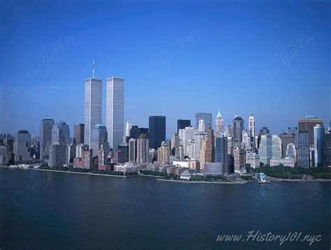 Twin Towers and Lower Manhattan Skyline - NYC in 1980