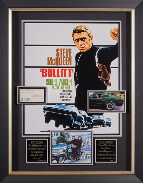 Steve McQueen Bullitt Movie Poster with Signed photo of Jacqueline Bis ...