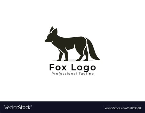 Walking fox logo design black and white sid Vector Image