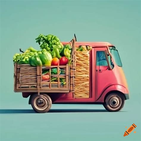 Organic vegetable delivery truck in the city on Craiyon