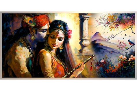 Abstract Beautiful Radha Krishna divine love paintings