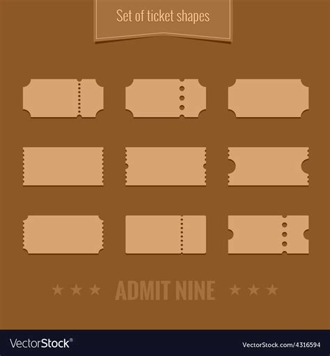 Set of ticket shape silhouettes template Vector Image