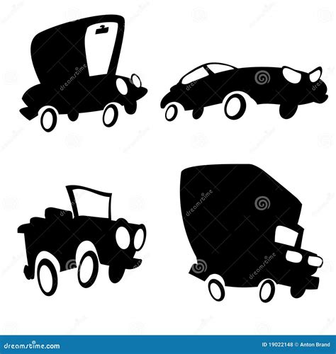 Set Of Cartoon Cars In Silhouette Royalty Free Stock Photos - Image ...