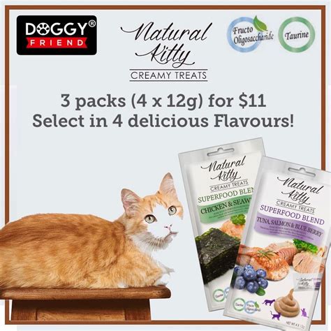 [3 FOR $11] Natural Kitty Creamy Treats, SUPERFOOD BLEND 4x12g (4 ...