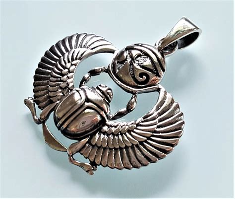 Scarab Pendant 925 Sterling Silver Eye Of Horus God of Egypt Winged ...