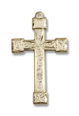 14K Solid Gold Women's Alpha Omega Cross Pendant