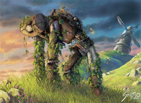 2560x1080 resolution | brown and gray robot on grass painting, robot ...