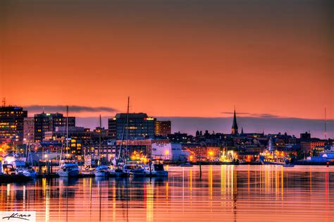 Portland Maine Cityscape Skyline at Sunset Panorama | HDR Photography ...