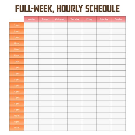 Free Printable Weekly Hourly Schedule Template | Images and Photos finder