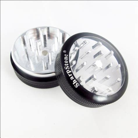 100% Authentic 2.2" Black 2 Piece SharpStone® Clear Top Herb Grinder+ ...