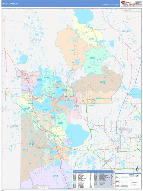 Lake County, FL Wall Map Color Cast Style by MarketMAPS - MapSales.com