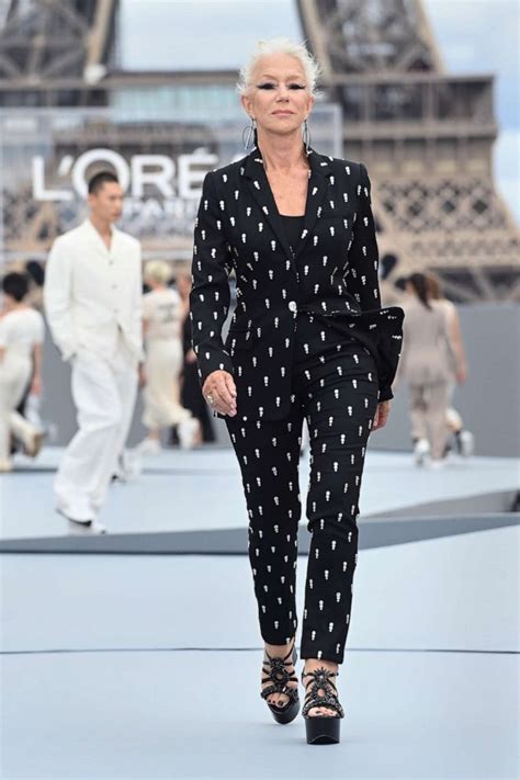 Helen Mirren dominates the runway in power suit during Paris Fashion ...