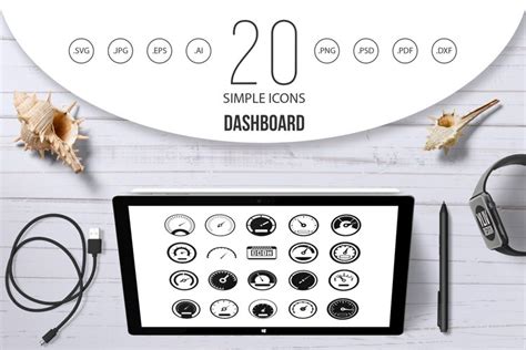 Dashboard icon set, simple style (113250)