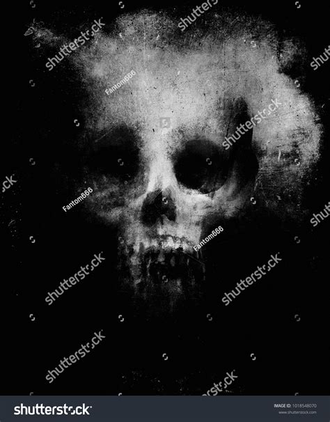 Scary Skull Isolated On Black Background Stock Illustration 1018548070 ...