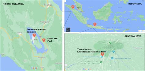 Sampling location in Toba, North Sumatra and Mt. Merapi National Park ...