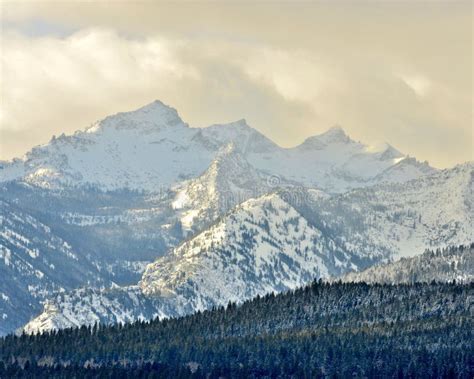 Snow Covered Como Peaks, Bitterroot Mountains Stock Image - Image of ...