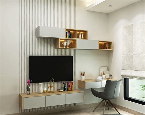 Compact TV Unit Design With Adjacent Study | Livspace