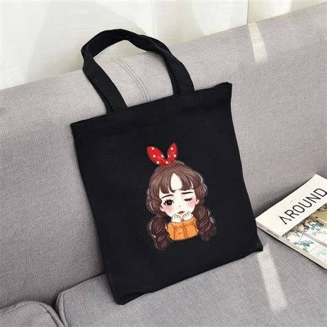 China Black Canvas Tote Bag with Zipper