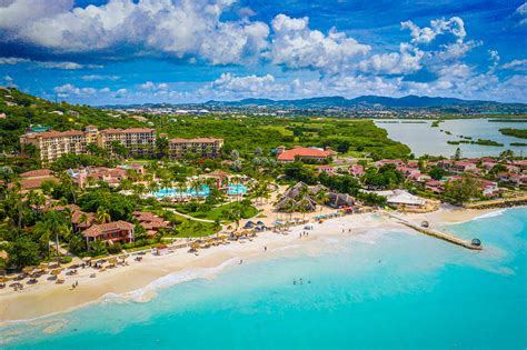 Sandals Grande Antigua Resort Aerial view over Dickenson Bay | Vacation ...