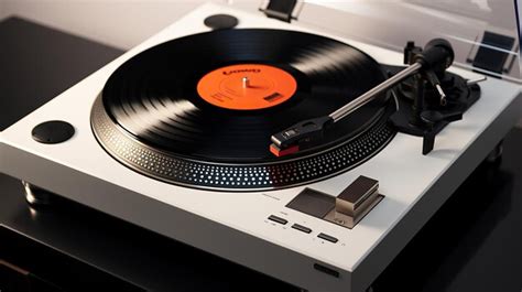 Premium Photo | Stylish modern turntable with vinyl discs on table in ...