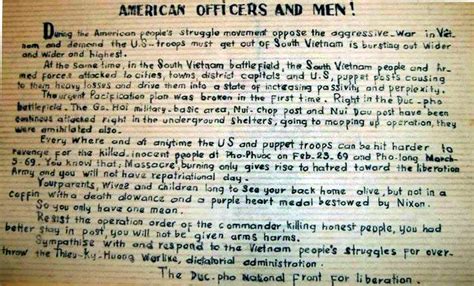 National Liberation Front Anti-American Leaflets Used During the ...