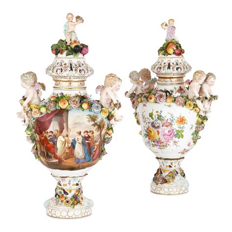 Pair of 19th Century Dresden porcelain vases | Mayfair Gallery