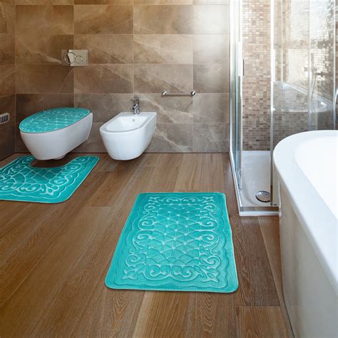 Bathroom Rug Mats Set 3 Piece - Memory Foam Extra Soft Shower Bath Rugs ...