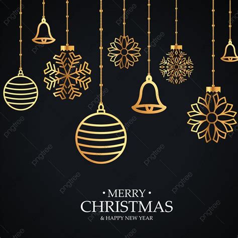 Christmas Design Elements Vector PNG Images, Christmas Card With Golden ...