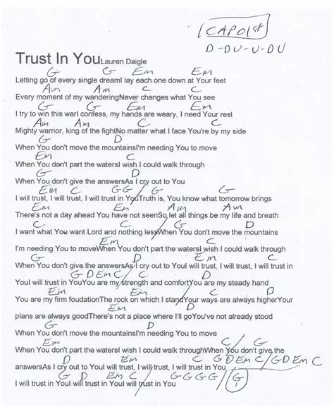 Trust In You (Lauren Daigle) Guitar Chord Chart - Capo 1st Fret ...